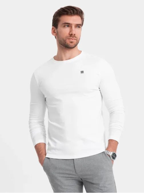 Modna bela majica z dolgimi rokavi in logotipom V1 LSCL-0102
