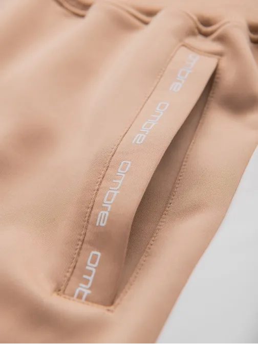 Moške bež športne hlače s kontrastno obrobo V4 PASK-0229