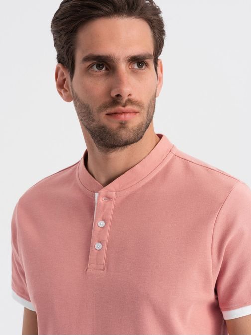Udobna trendovska rožnata polo majica V7 TSCT-0156