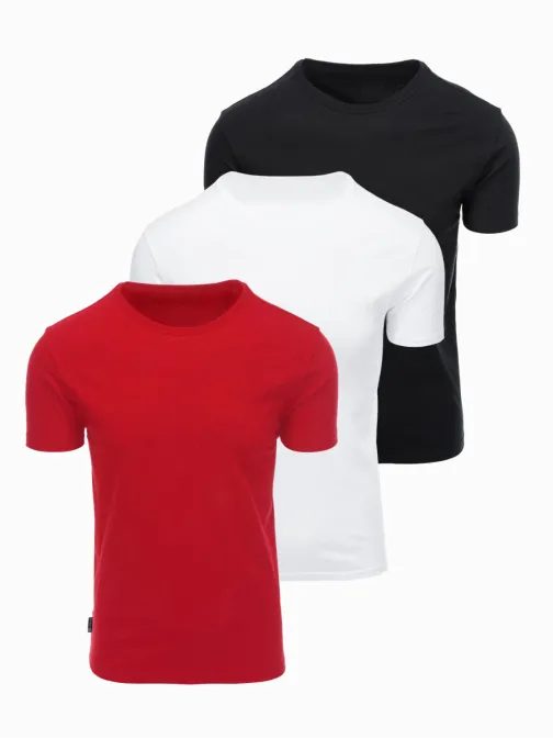 Trije paketi majic mešanica rdeča/bela/črna V6 TSBS-0268