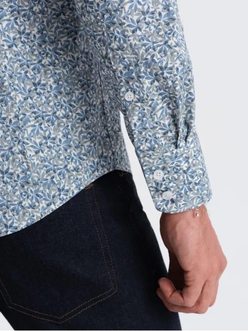 Svetlo modra srajca s cvetličnim vzorcem V1 SHPS-0163