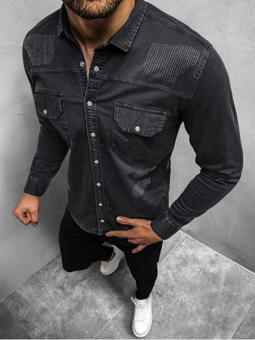 Stilska jeans črna srajca O/5812Z
