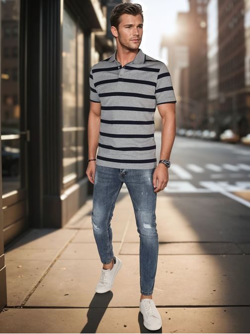 Trendovska siva moška polo majica