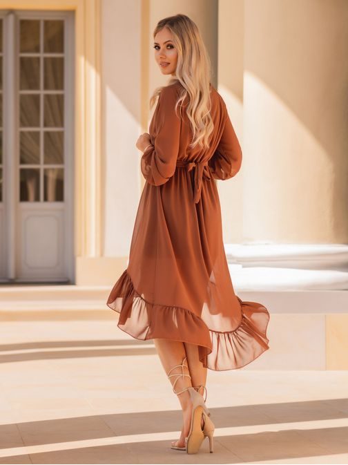 Stilska ženska rjava obleka DLR050 - Pravimoski.si