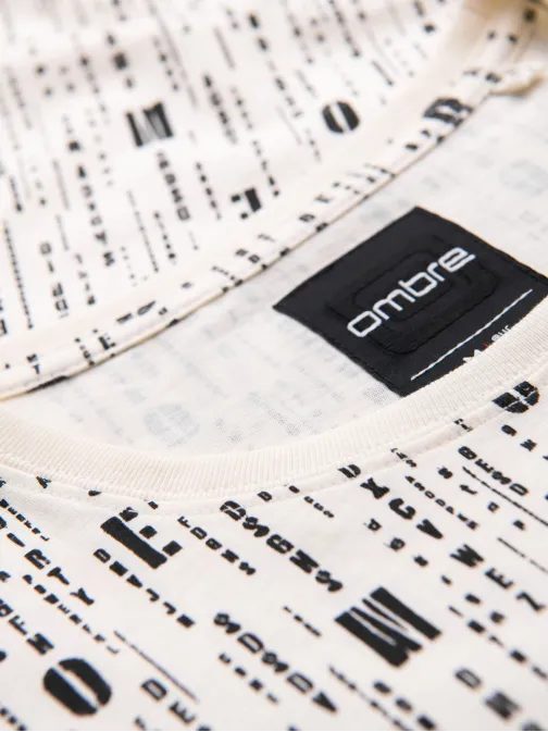 Krem bombažna majica s črkami V1 TSFP-0225