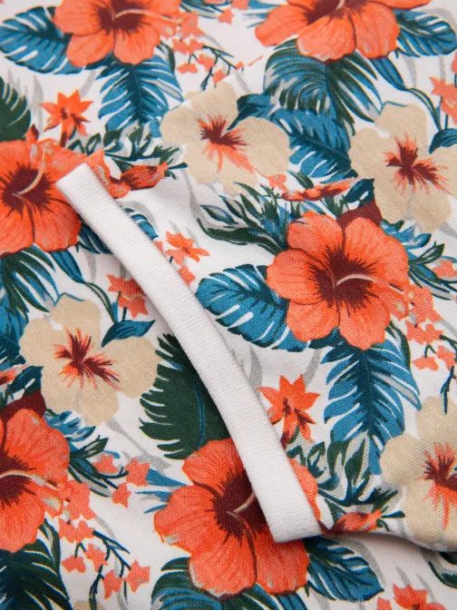 Moška bela polo majica s cvetličnim potiskom V1 POSS-0149