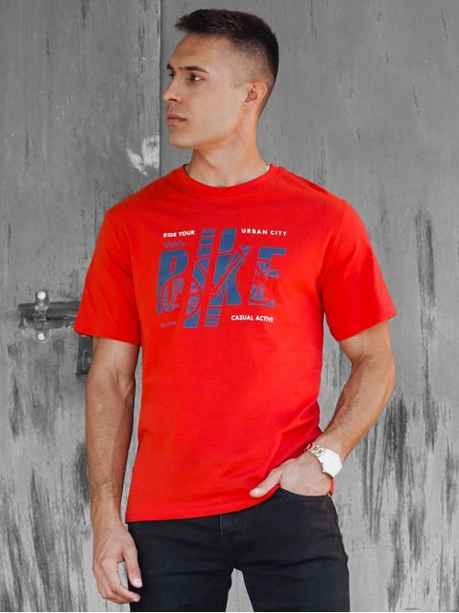 Trendovska rdeča majica z napisom bike