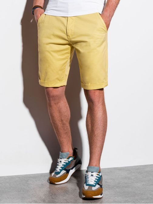 Preproste kratke hlače v rumeni barvi W243
