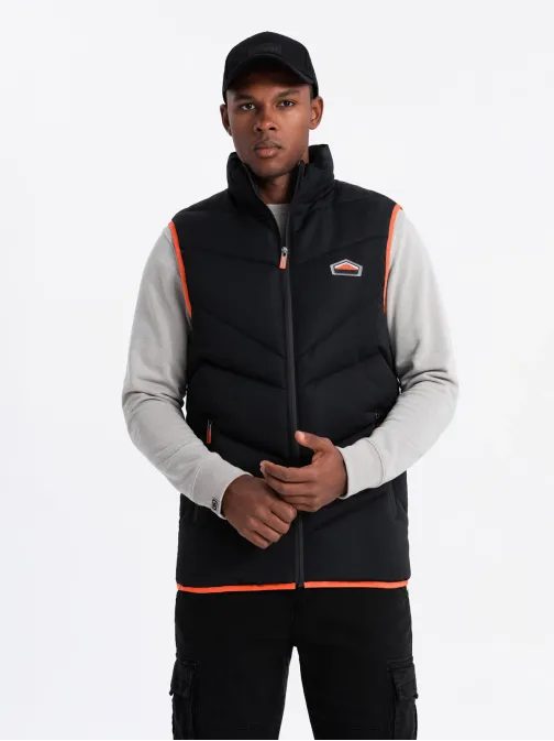 Trendovski črn prešit brezrokavnik V4 JAVJ-0210