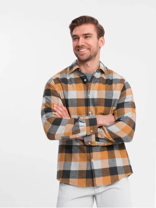 Originalna flanelna karo rumeno črna srajca V2 SHCS-0150