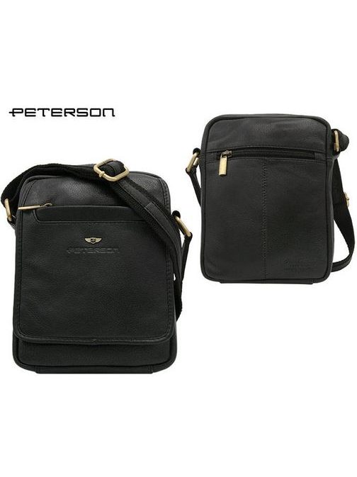 Črna priročna usnjena torba Peterson