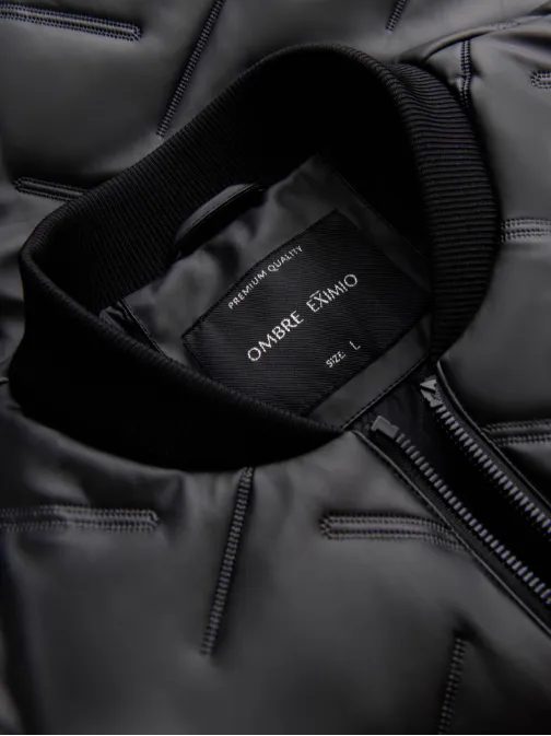 Črna bomber jakna z vzorcem V1 JALP-0196