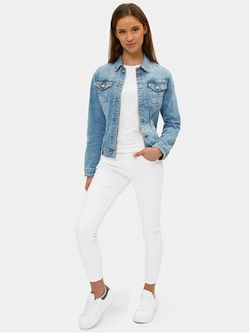 Ženska modna jeans jakna v nebeško modri barvi O/WL2149
