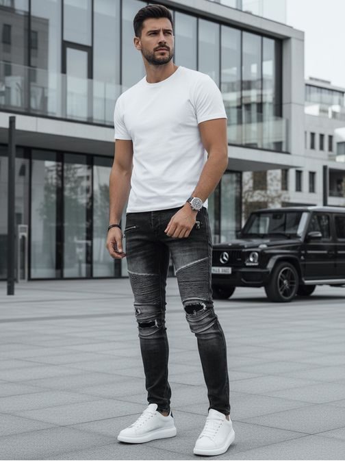 Trendovske grafit moške kavbojke edinstvenega dizajna