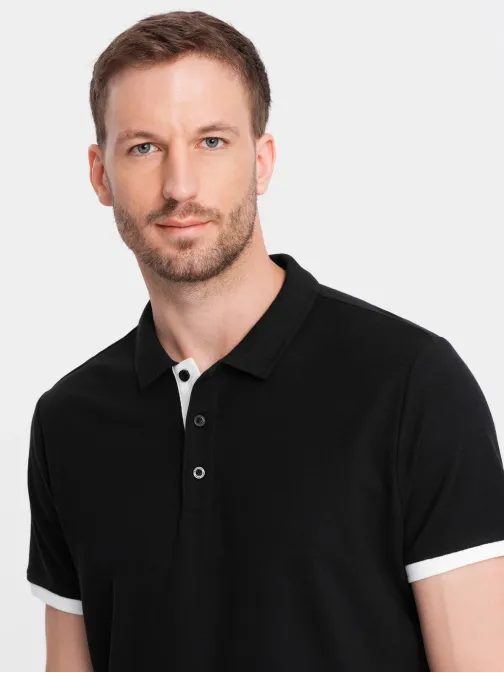 Brezčasna moška črna polo majica V8 POSS-0113