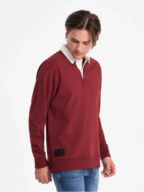 Eleganten bordo pulover s polo ovratnikom V3 SSNZ-0132