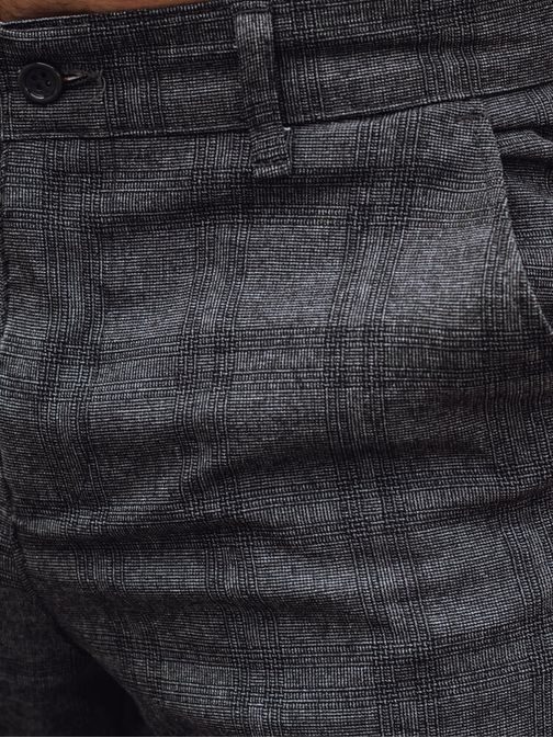 Stilske grafit hlače z nežnim karo vzorcem