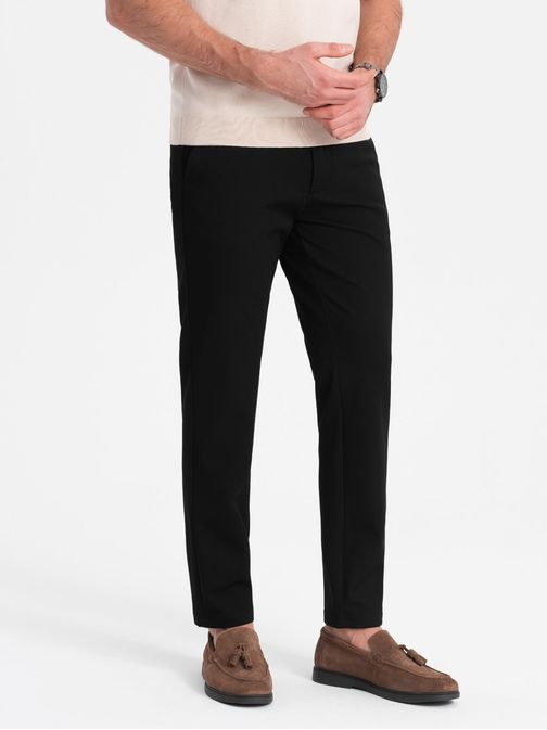 Elegantne črne chinos hlače klasičnega kroja V4 PACP-0191