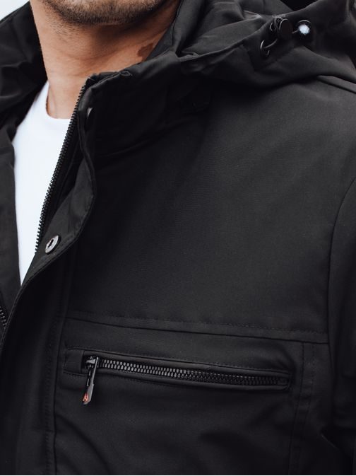 Moška prehodna črna jakna s kapuco
