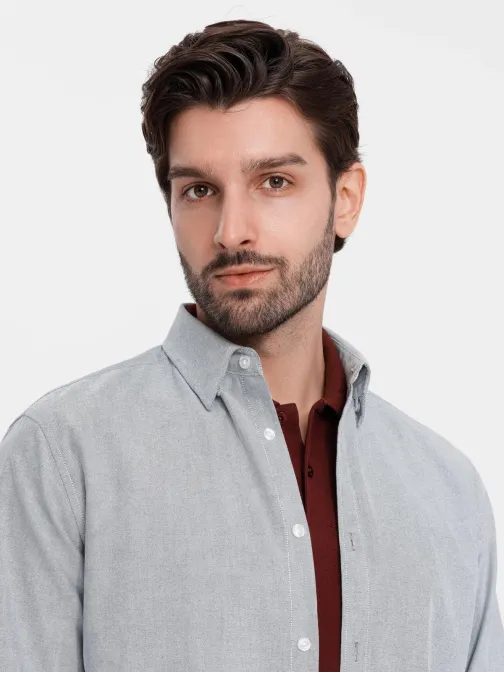 Elegantna siva moška srajca V2 SHOS-0172