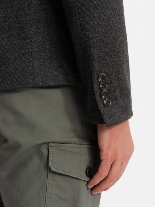 Brezčasen črn blazer s stoječim ovratnikom V5 BLZB-0131