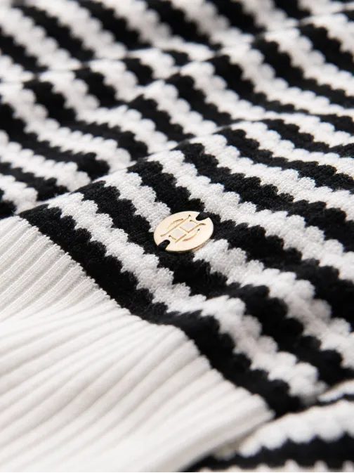 Črno-bela pletena polo majica V1 POSS-0161