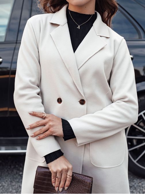 Ženski dolg bež oversize plašč Linnore