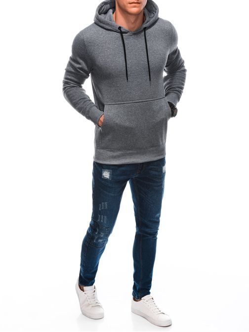 Modni melirani grafit pulover s kapuco 22FW-018-V9
