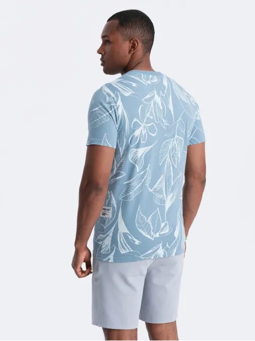 Modra majica z motivom listov V2 TSFP-0180