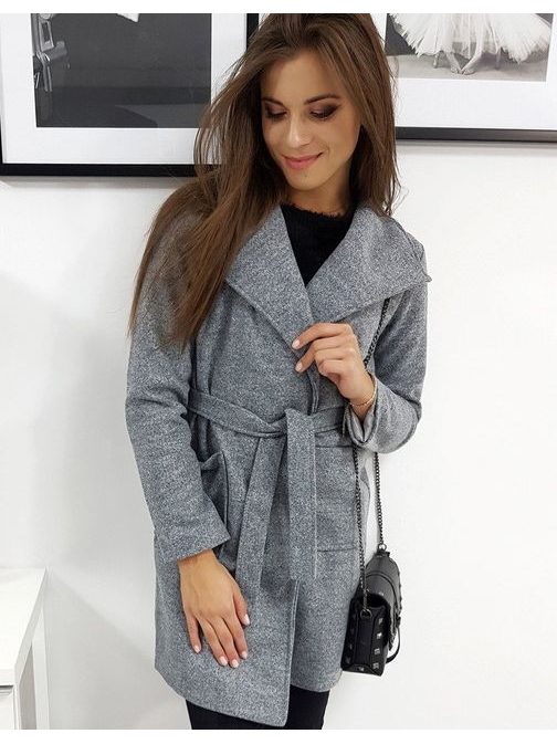 Moderen ženski plašč Sami v svetlo sivi barvi