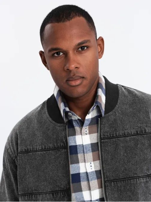 Jeans črna jakna v bomber stilu C558