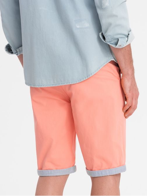 Chinos kratke hlače z robom v barvi lososa V9 W421