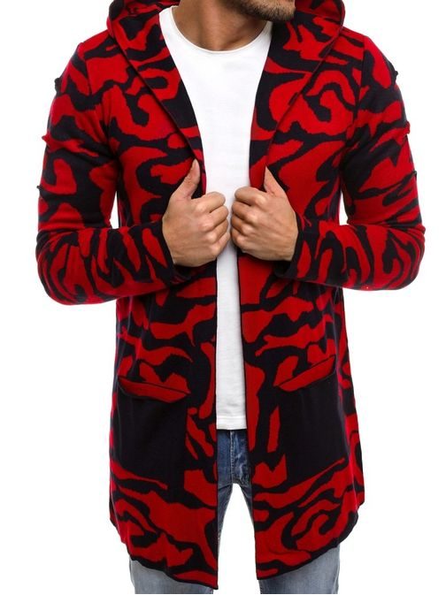 Rdeč podaljšan pulover z vzorcem MADMEXT 2117S