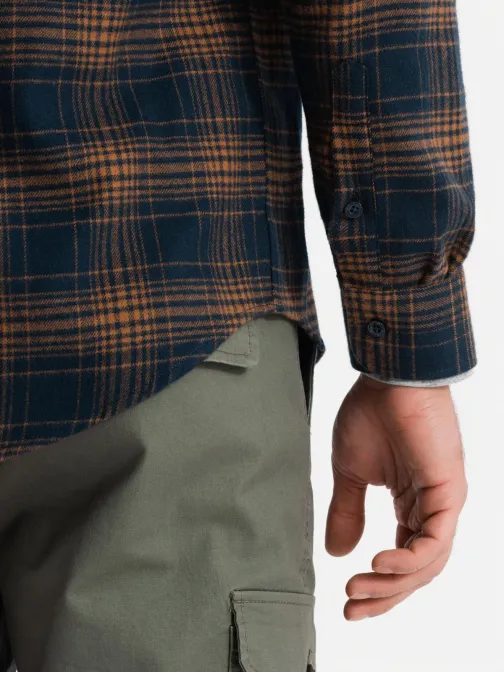 Originalna flanelna karo granat oranžna srajca V7 SHCS-0150