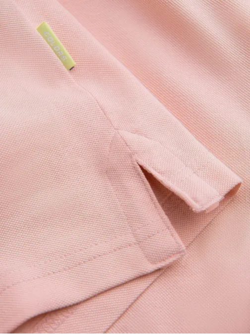 Bombažna rožnata polo majica z nežnim napisom V5 S1746