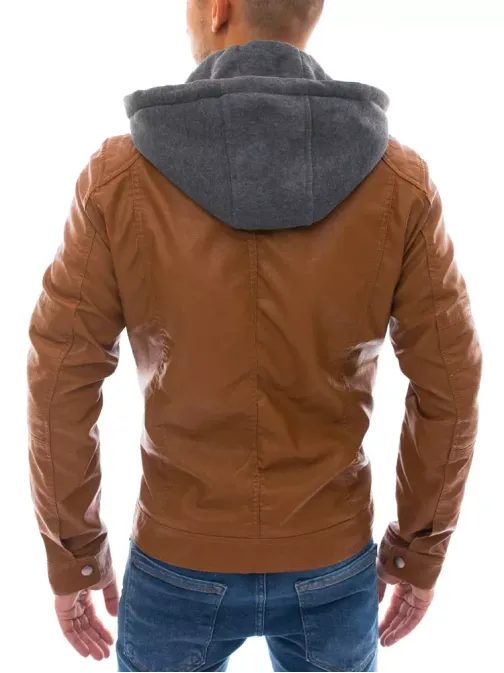 Usnjena jakna modernega dizajna v kamelji barvi