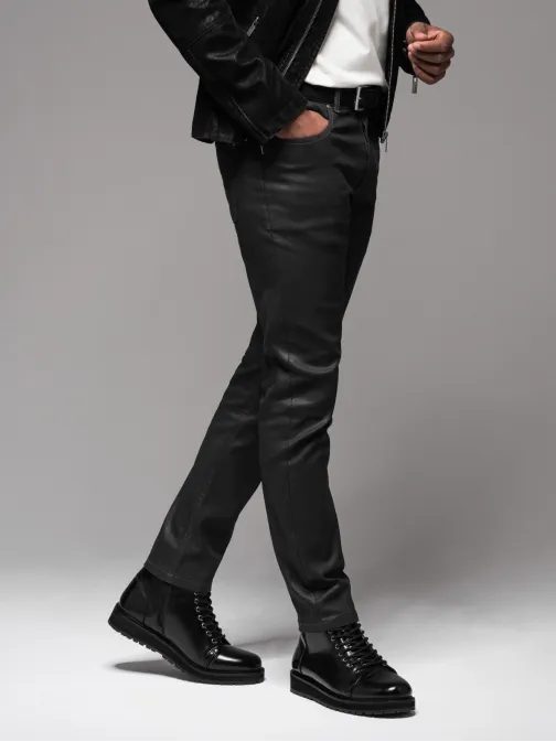 Moške črne slim fit kavbojke z leskom V3  PADP-149