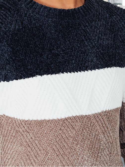 Moški tribarvni črtasti pulover