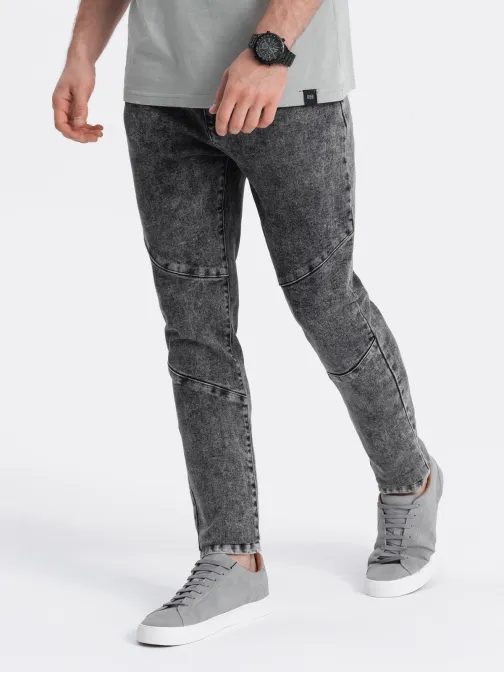 Modne sive moške kavbojke s šivi V3 PADP-0109