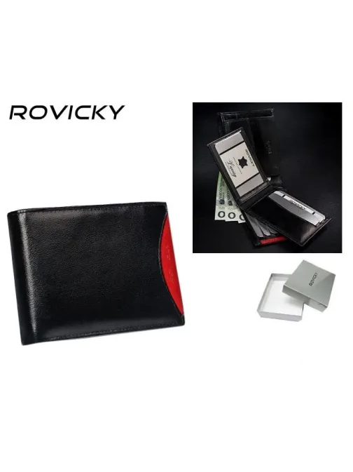 Rovicky moška usnjena denarnica v črni barvi