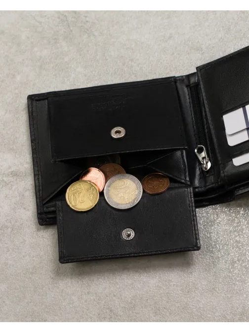 Elegantna črna usnjena denarnica za moške