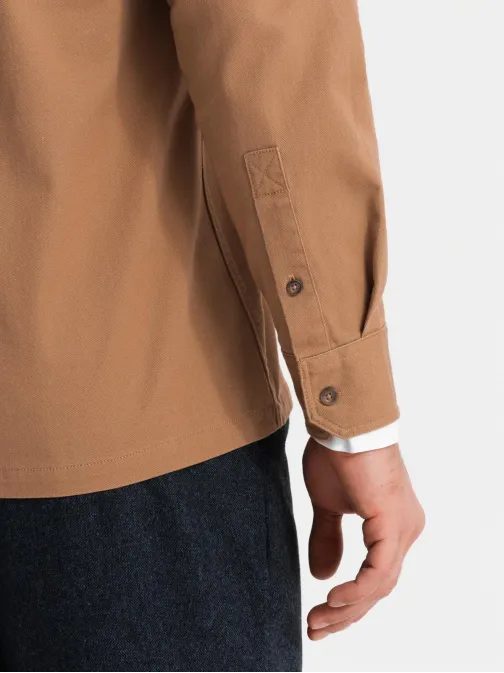 Ležerna camel srajca z žepi na gumbe V2 SHCS-0146