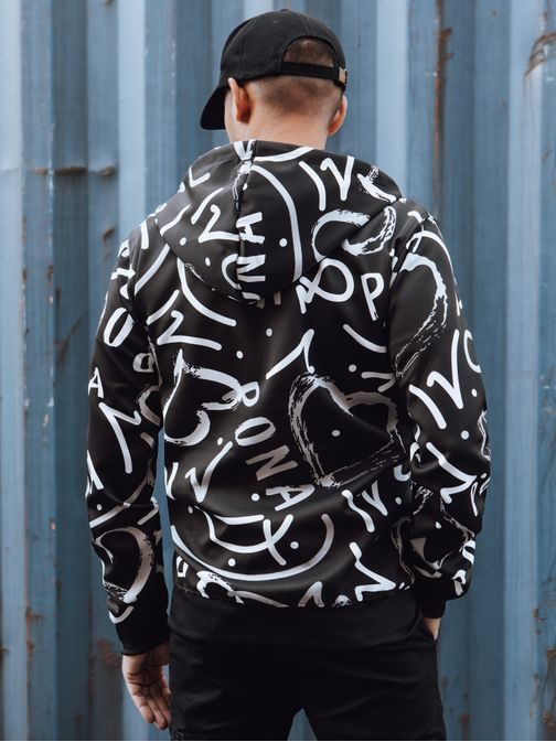 Modna črna moška jopa s potiskom