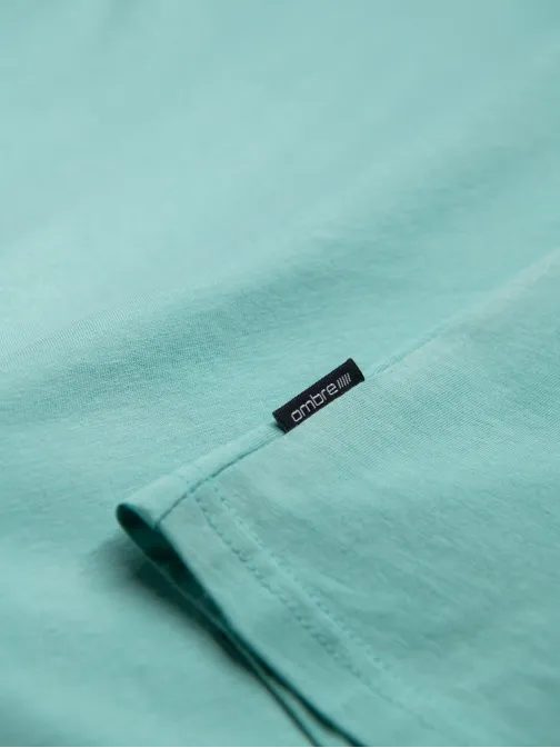 Bombažna turkizna majica z V-izrezom V15-TSBS-0145