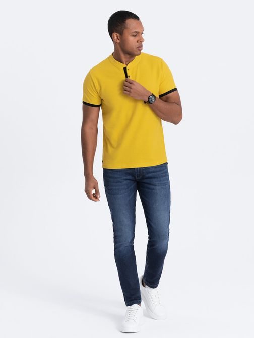 Udobna trendovska rumena polo majica V9 TSCT-0156