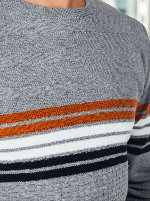 Moški sivi vzorčasti pulover