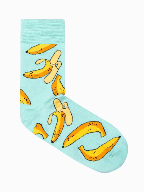 Vesele moške nogavice v mentol barvi Banana U134