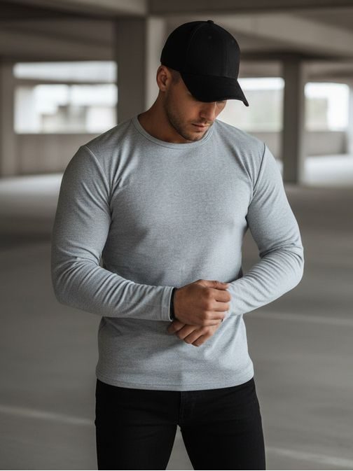 Osnovna siva majica z dolgimi rokavi