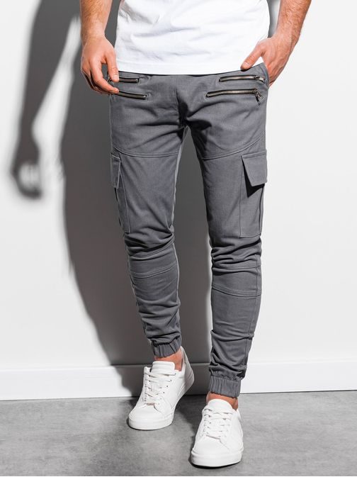 Trendovske jogger hlače v sivi barvi P1000