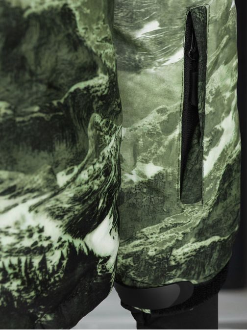 Edinstvena belo-zelena potiskana zimska jakna